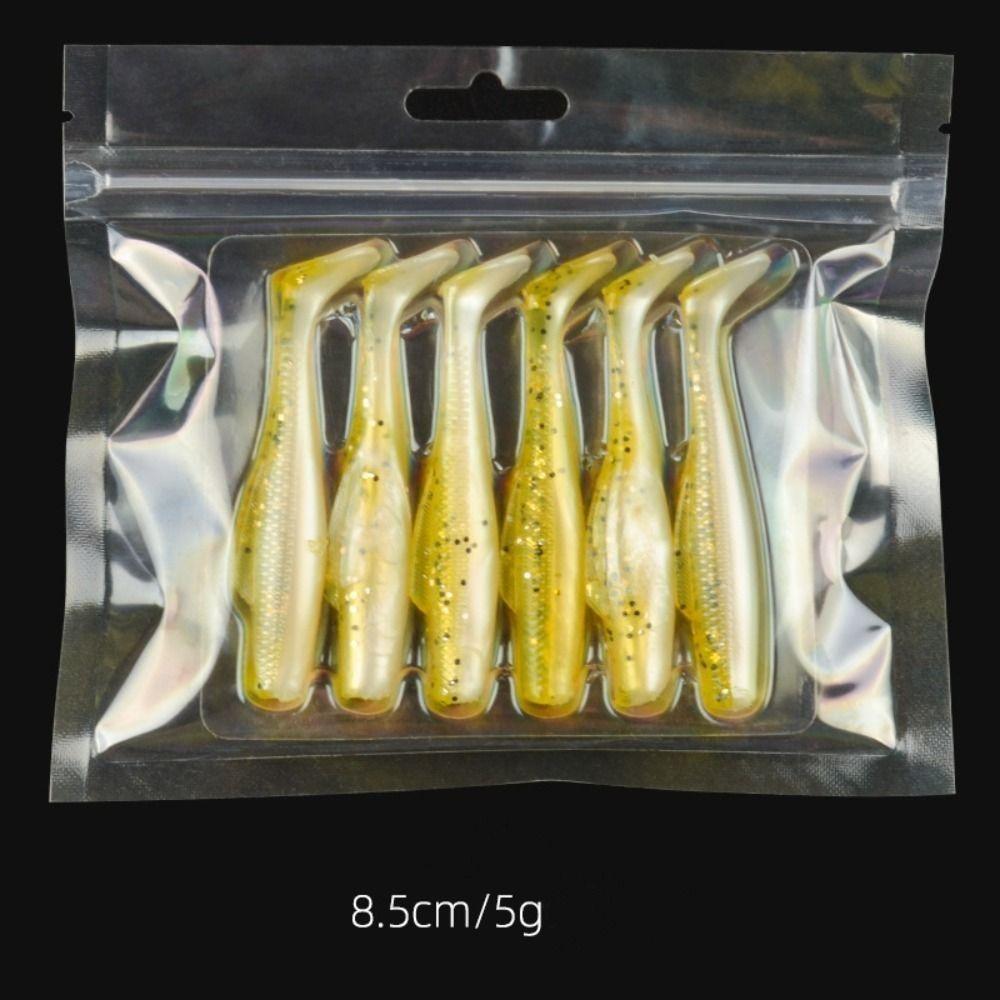 1 pack Soft Worm T-Tail Swim Lures 6/8.5cm Soft Lure Silicone Bait Artificial Bait Set  Freshwater
