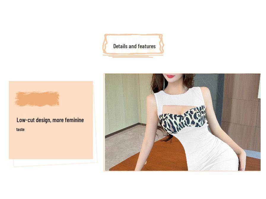 Sexy Leopard Print Slim-Fit Dress - Hollowed Out, Hip-Hugging Design That Accentuates the Figure