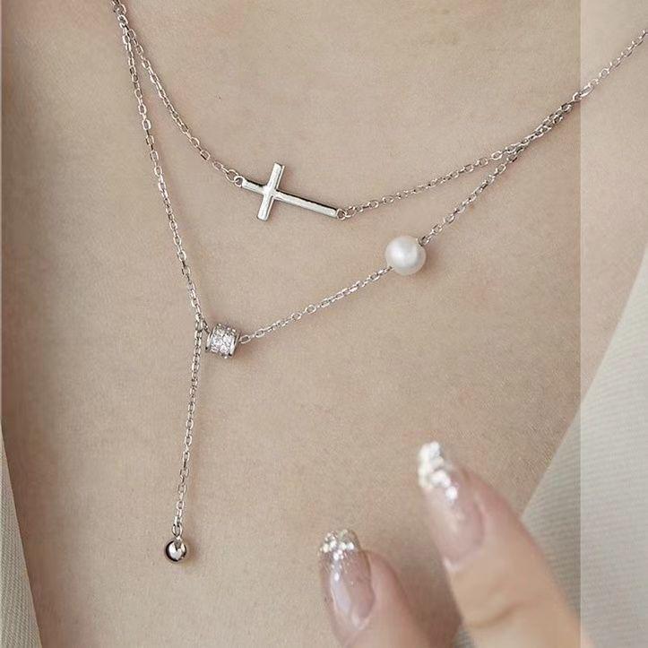 

Крест Двухслойное Ожерелье на Талию - Роскошный Стиль Горячей Девушки Цепочка на Ключицу