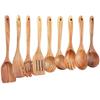 Non-Stick Pan Special: Teak & Acacia Wood Spatula, Stir-Fry Set, Salad Fork & Slotted Spoon