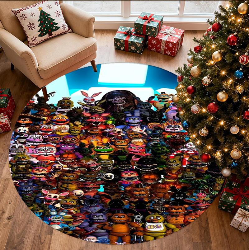 Five Nights at Freddy's Pattern Round Rug, Indoor/Outdoor Mat, for Picnic, Gameroom, Bedroom, Office, Living Room, Home Decor Carpet, Birthday Gift