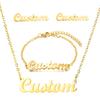 DIY Stainless Steel Name Necklace Gold Plated Initial Letter Bracelet Ring Bangle Personalized Custom Jewelry