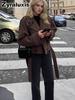 Women's Oversized Collar Woolen Short Belted Coat - Overcoat