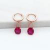 Purple Gold Inlaid Redstone Egg Surface Earrings Color Gold Simple Temperament Rose Gold Plated Earrings