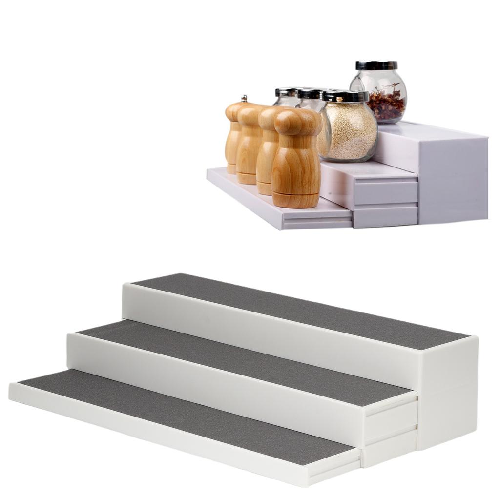 3‑Tier Expandable Spice Rack Step Shelf Spices Organizer Holder for Kitchen Countertop