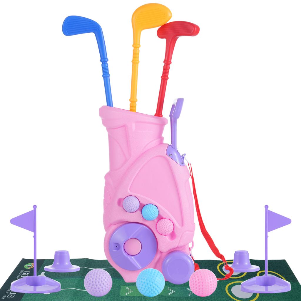 Toddler Golf Set, Kids Active Exercise Yard Play Cart with Clubs, Tees, Balls and Putting Mat, Indoor and Outdoor
