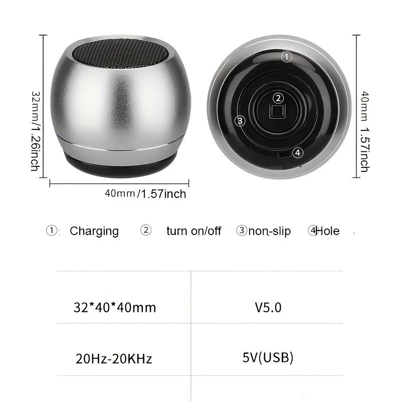 Luxury Tiny Bluetooth Metal Silvery Speaker TWS Portable Car Audio Wireless Stereo Steel Gun Heavy Subwoofer Outdoor Loudspeaker