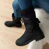 Fashion Women Boots Autumn and Winter New Knee High Shoes Large Medium Tube Thick Heel Shoes for Women Strap Pleated Vintage Ankle Boots