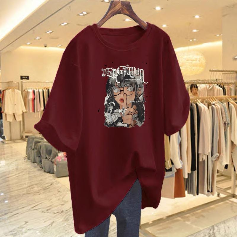 American Street Cartoon Printed Character Short-sleeved T-shirt Women's Summer High Street New Loose Couple Top