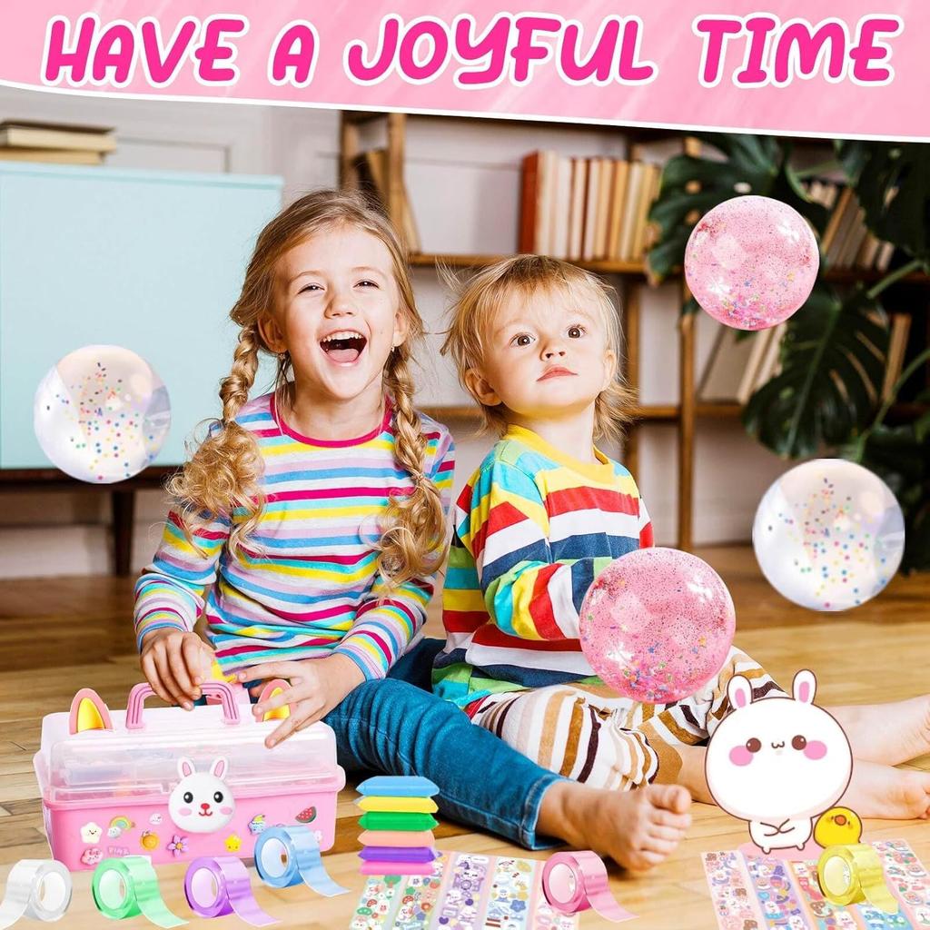 ZiZa Cute Bunny Nano Tape Bubble Kit for Kids, Nano Bubble Tape Squishy Maker Kit, Nano Tape Bubbles, Toys for Girls 4-6,Girl Toys Age 6-7 Years Old,