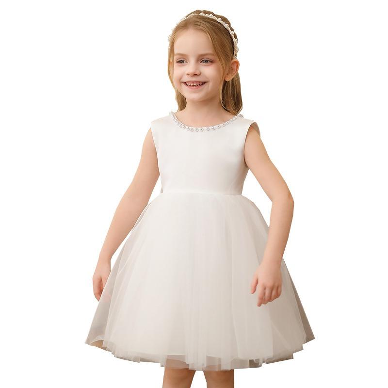 Sleeveless Mesh Tulle Puffy Princess Dress For Kids Girls Wedding Party Birthday