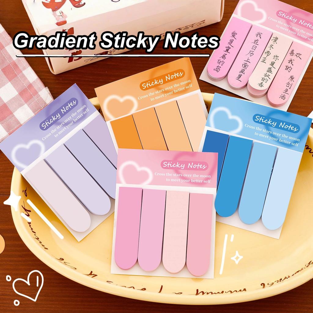 20 Sheets*4 Gradient Color Sticky Notes Self Adhesive Note Pads Memo Pad Point It Marker Index Labels Bookmark School Office Sup