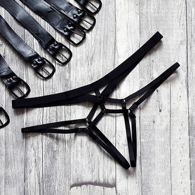 2PC/lot 1Black+1Red Women's Panties Hollow Out Lingerie Tansparent Thong Open Shoulder Strap Briefs