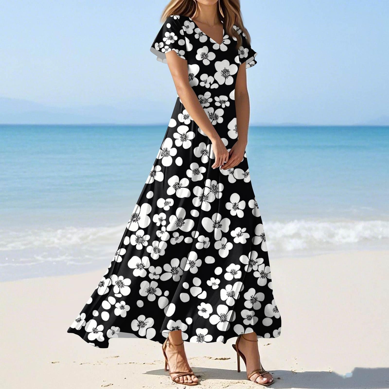 

Женские летние повседневные модные платья с принтом и короткими рукавами и V-образным вырезом XXL белый