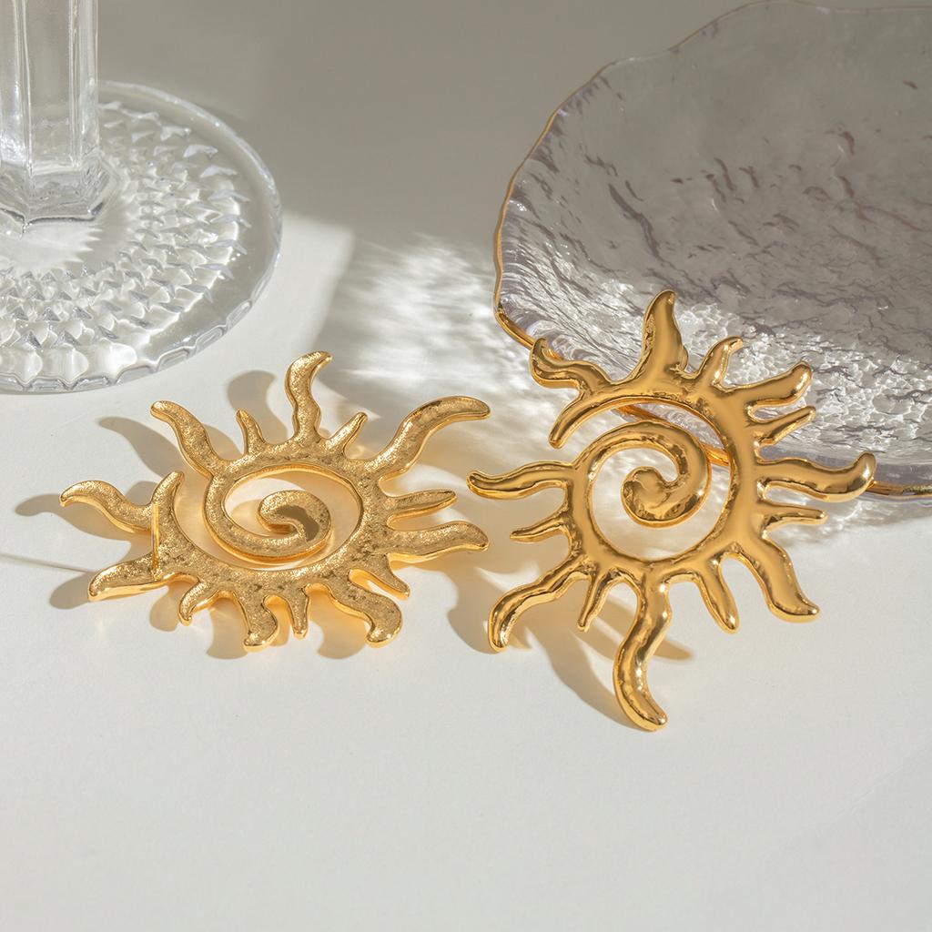 Youthway Sun Rotating Creative Stainless Steel Earrings Personalized Waterproof Geometric Popular Jewelry For Women