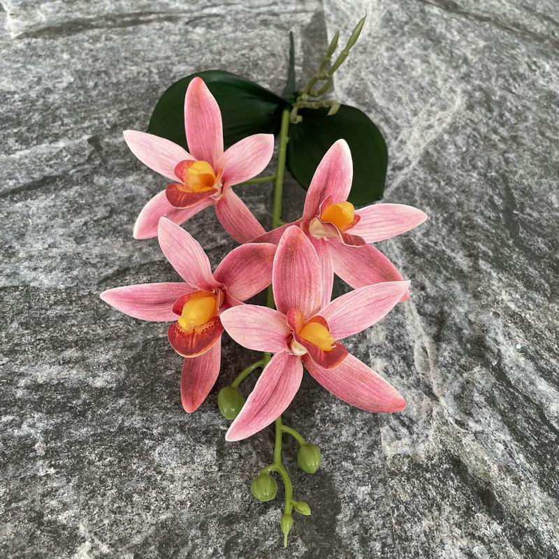 Eva Small 4head East Asian Orchid 3d Faux Flower For Wedding Home Decor And Photography Props
