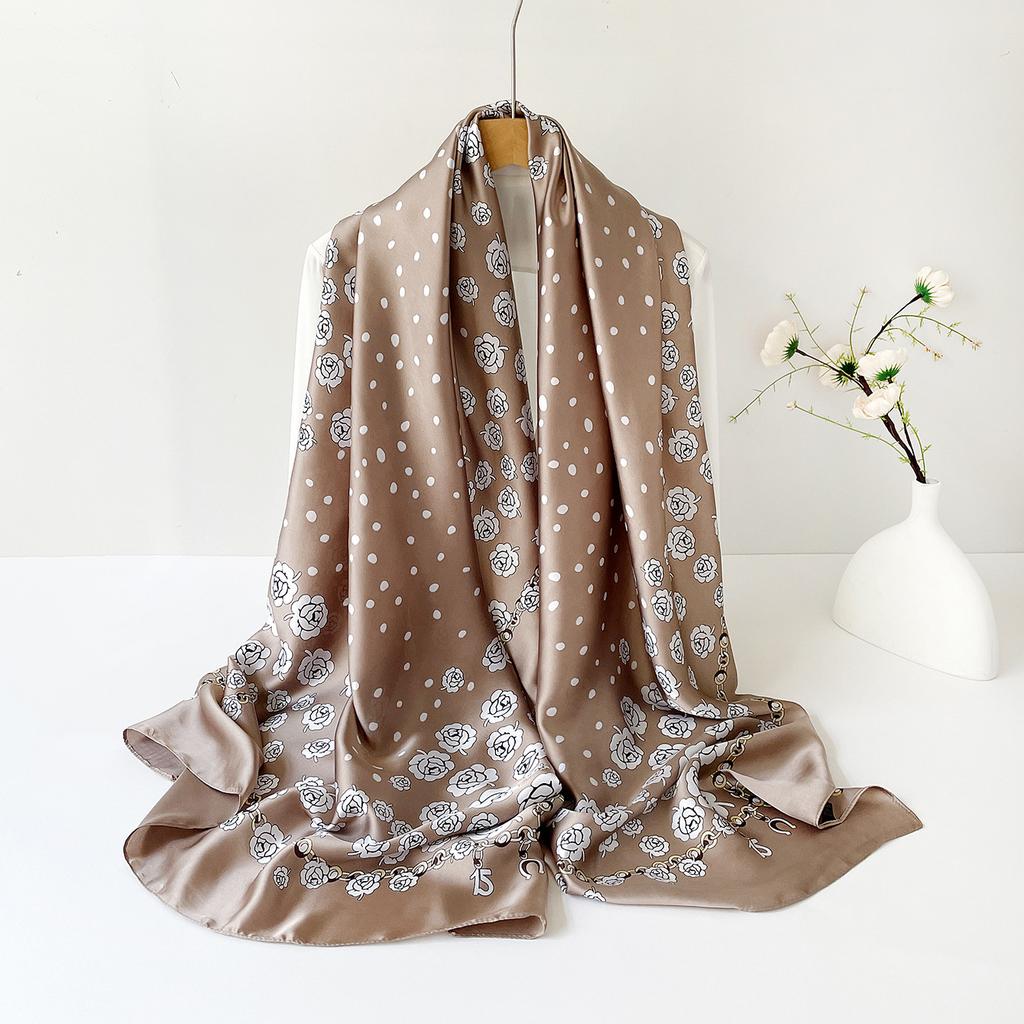 Headscarf Fashion Satin Simulation Silky Smooth Breathable Sunscreen Silk Scarf Shawl Daily