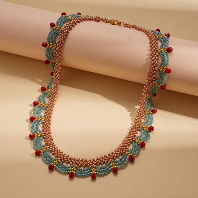 Women's Multi-Layer Glass Bead Round Beaded Lace Necklace, Niche Fashion Elegant High-End Neck Jewelry