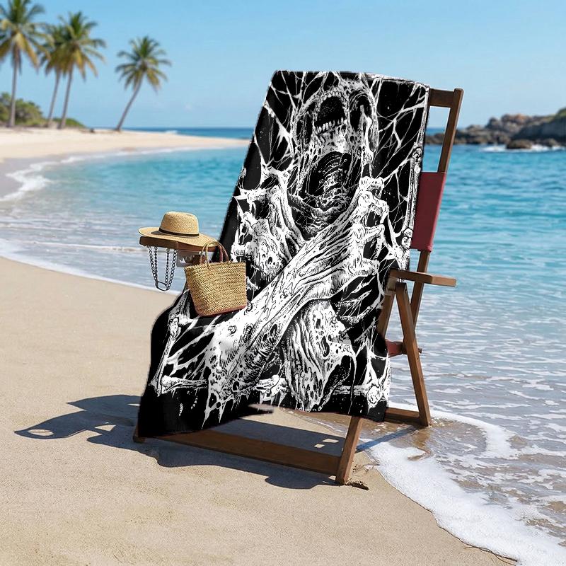 Gothic Skull Fashion Beach Towel: Ideal for Summer Adventures Soft, absorbent and quick drying suitable for swimming and bathing