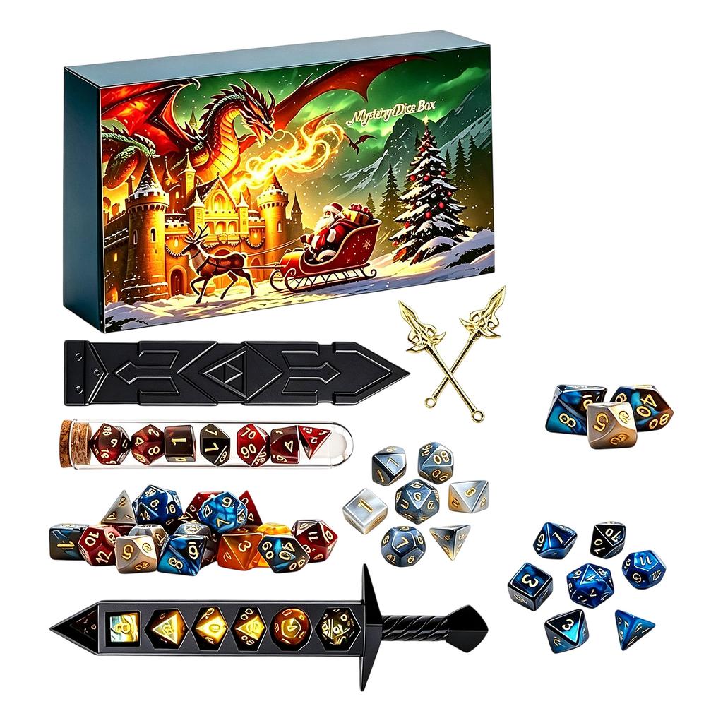 Würfel-Adventskalender mit polyedrischem Würfelset für Tabletop-Rollenspiele, Rollenspiele, Brettspiele - Tage der Würfel