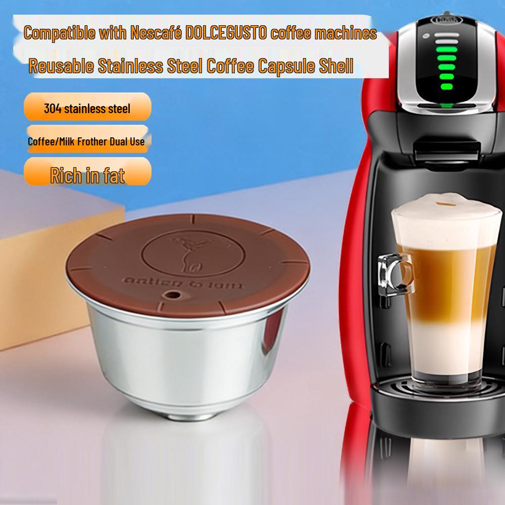 Dual-Use Stainless Steel Coffee Capsule for Nespresso DOLCEGUSTO: Compatible with Coffee and Milk Foam