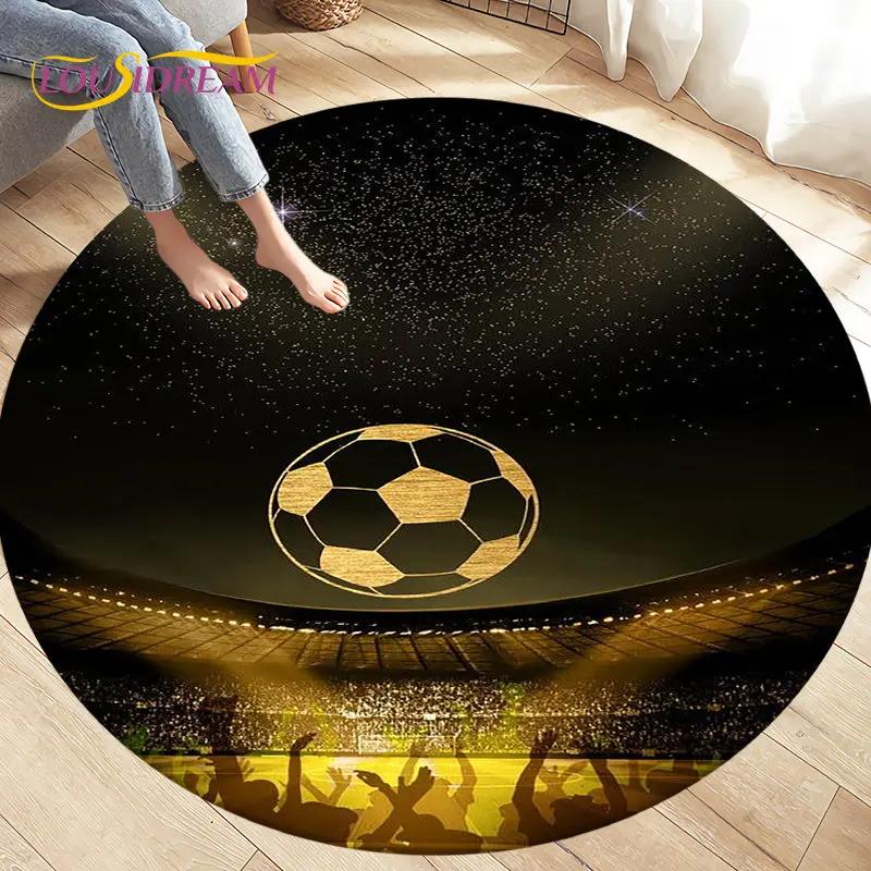 3D Cartoon Soccer Football Circle Area Rug Large,Round Carpet Rug for Living Room Bedroom Sofa Decoration,Kids Play Floor Mat