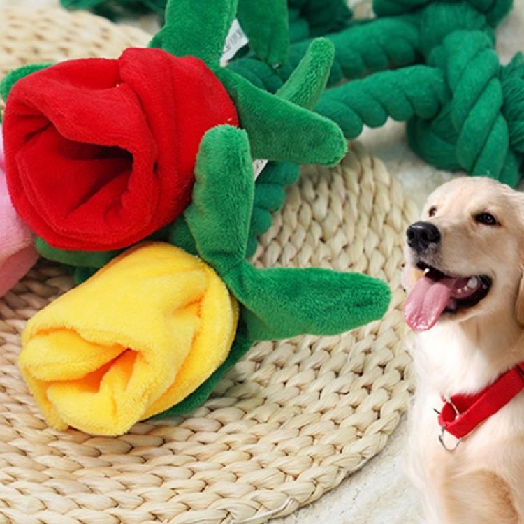 Dog Toy Rose Shape With Squeaky Stimulating Bells And Easy Gripping Handle for Puppies Training Dog Toy