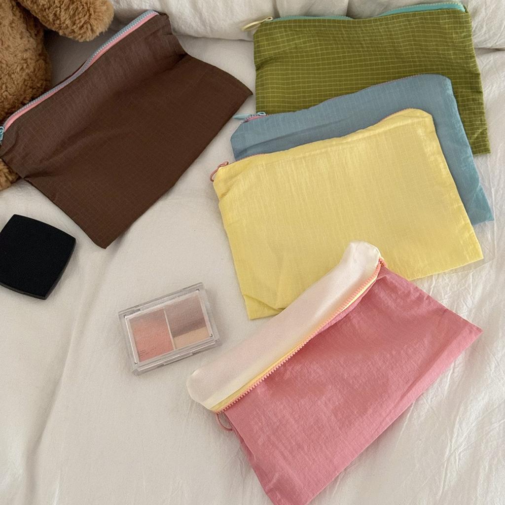 New Women Plaid Makeup Bag Large Capacity Nylon Zipper Pouch Purse Travel Clutch Cosmetic Organizer Zipper Storage Bags
