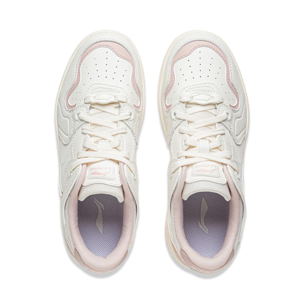 Li Ning Cheese Slip Resistant, Abrasion Resistant, Lightweight Low Top Skateboard Shoes Women's Mist White AGCV098-2