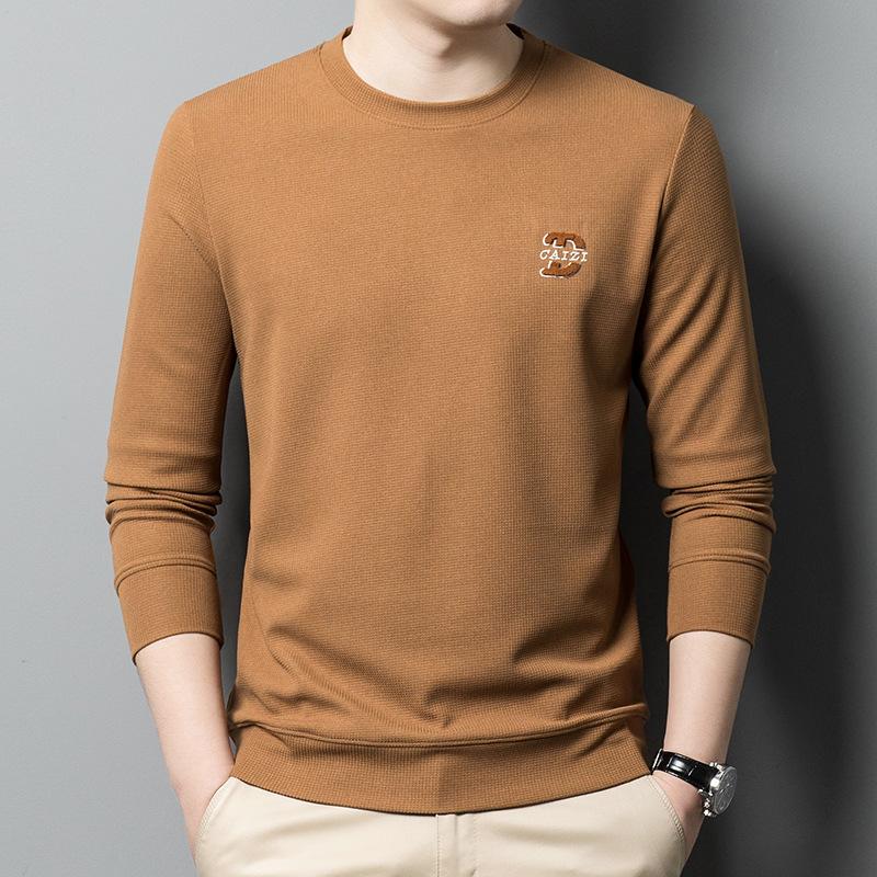 Spring and Autumn New Men's Round Neck T-Shirts for Young and Middle-aged Casual Trendy Sweaters Bottoming Shirts