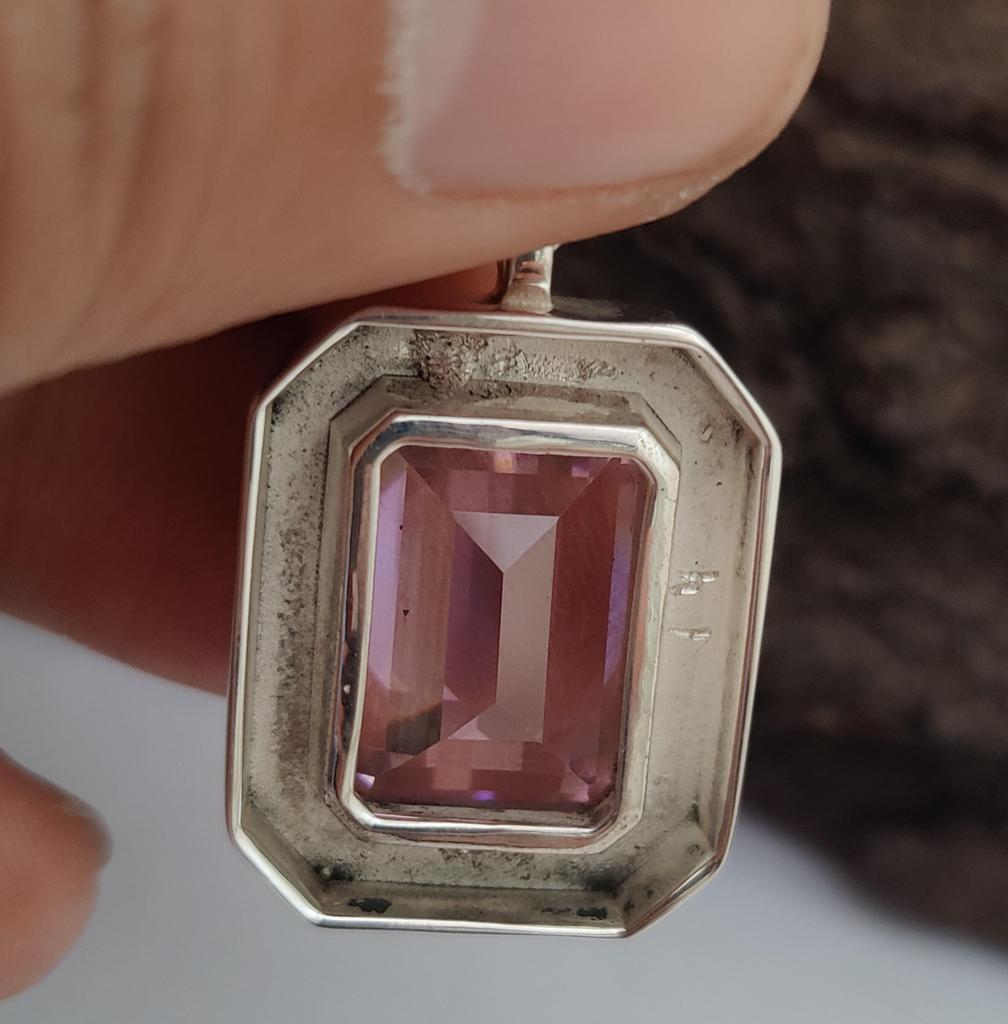 Rosa Kunzit Anhänger, Edelstein Anhänger, handgefertigter Schmuck, 925 Sterling Silber, Geschenk für Sie, 16x12 MM Kunzit
