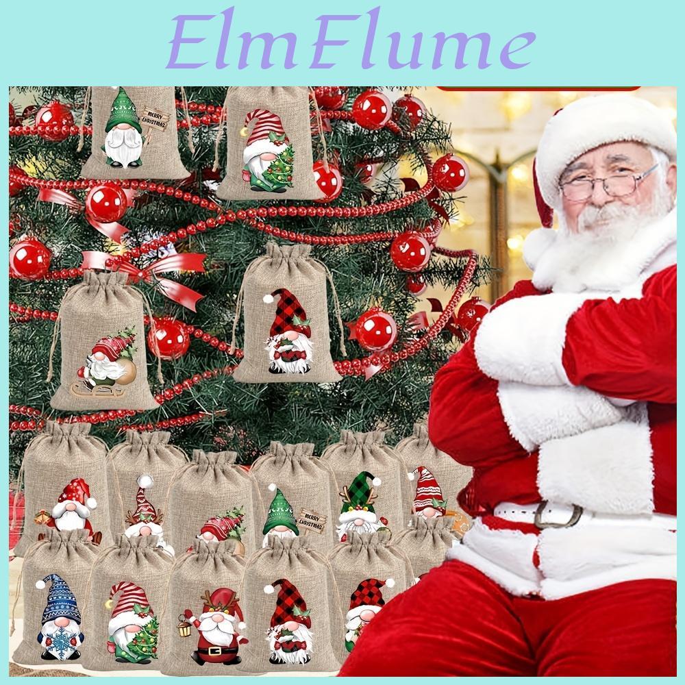 Bag 12pcs Christmas Gift Linen Set Santa Drawstring Bag Perfect For Holiday Party Gifts And Jewelry Storage Perfect For Christmas