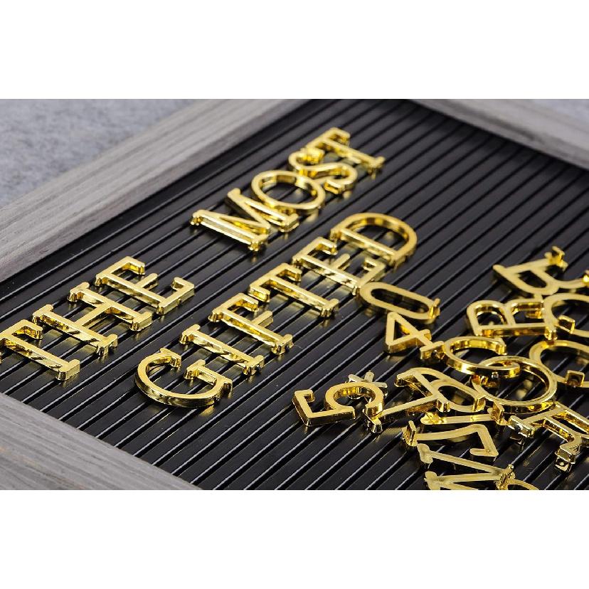 3/4 Inch Letters for Felt Letter Boards, 294 Pieces Including Characters, Numbers & Symbols for Changeable Plastic Message Boards (Gold)