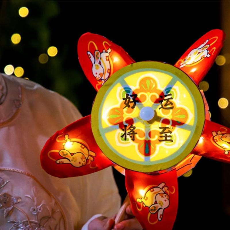 360 Degree Rotating Windmill Paper Lamp Making Set Handheld Flower Light For Children Holiday Craft Projects