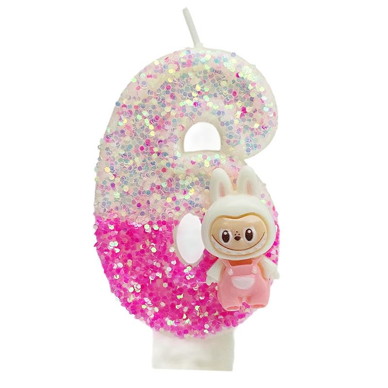 Cute Rabu Doll Digital Candle Cartoon Birthday Cake Decoration Party Decoration DIY Ornaments