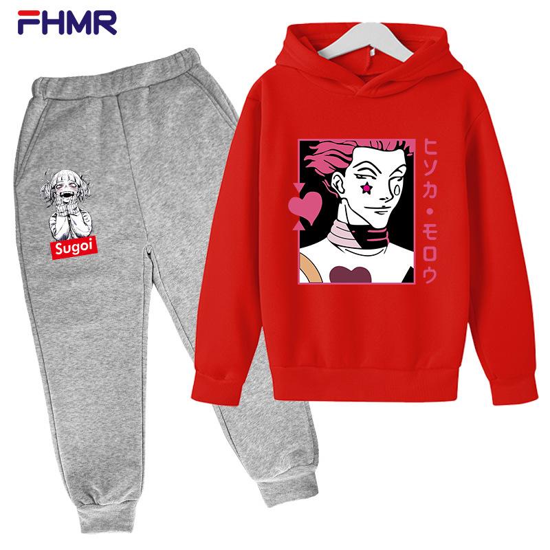 Lovec na plný úvazek Teplý ležérní chlapecký a dívčí svetr s kapucí + dětské kalhoty