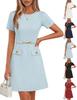 Women's Color Belted Dress - Elegant Summer Wear, Waist Definition