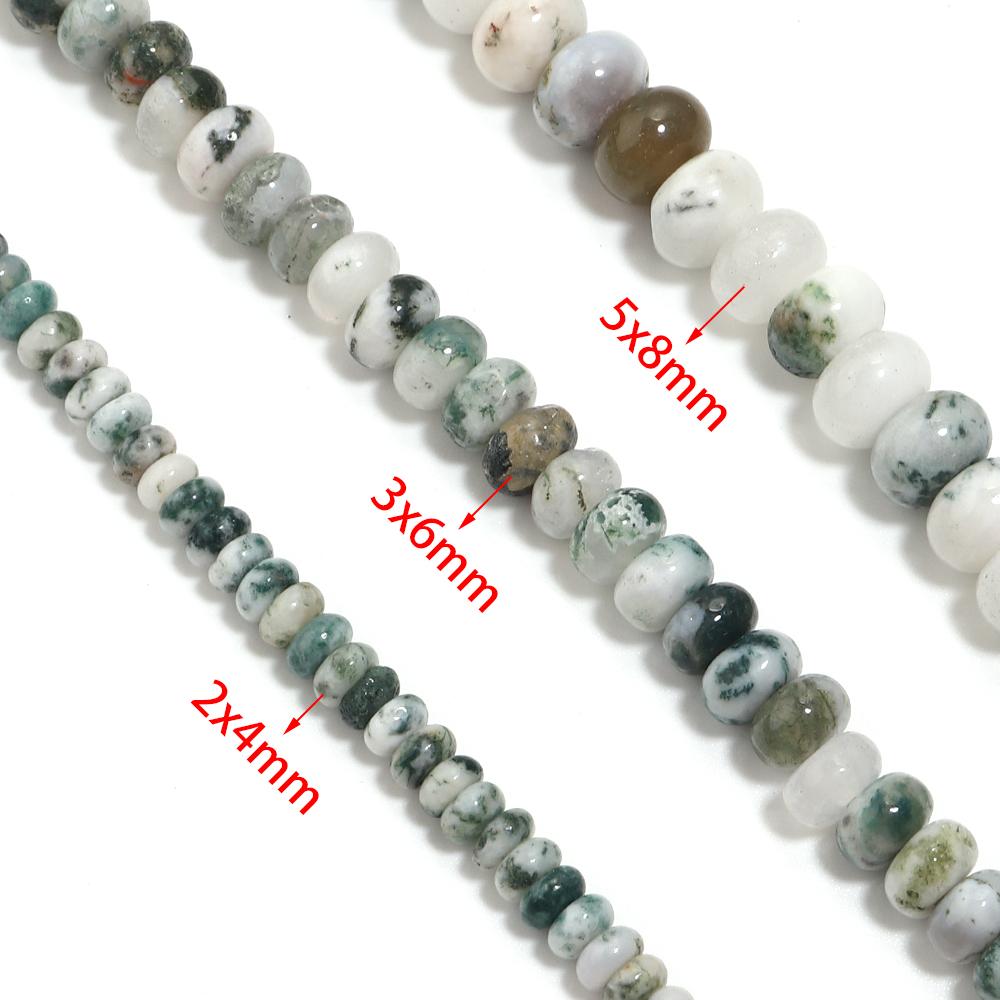 Natural Stone Beads 4 6 8mm Tree Pattern Abacus Flat Round Loose Spacer Beads For Jewelry Making DIY Bracelets Necklace Supplies
