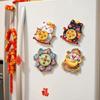 Rotatable New Year Magnetic Sticker Cartoon God of Wealth Lucky Cat Fridge Magnets Reusable Cute Refrigerator Decorative Magnet