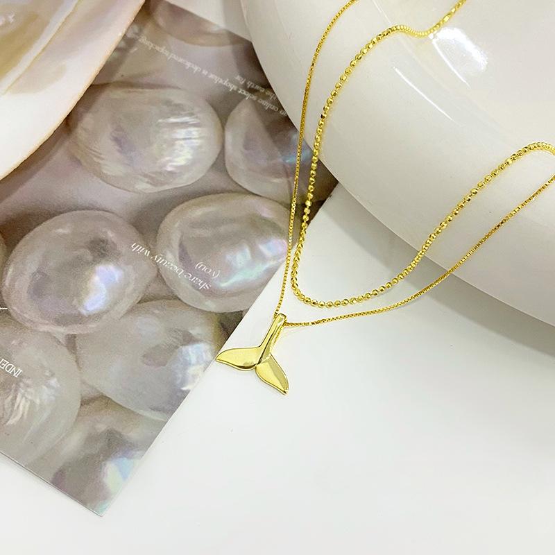 Exquisite Fishtail Double Layer Necklace for Female Minority Design Sense Summer Ocean New Versatile Neckchain