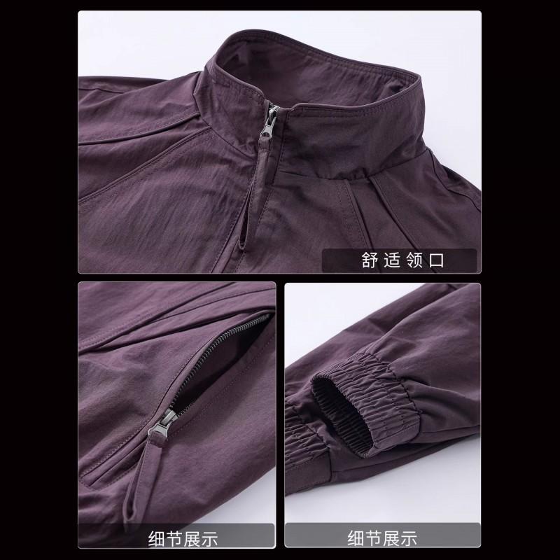 Mens Casual Jacket 2026 Loose Fit Solid Color Stand Collar Streetwear Plus Size Outerwear