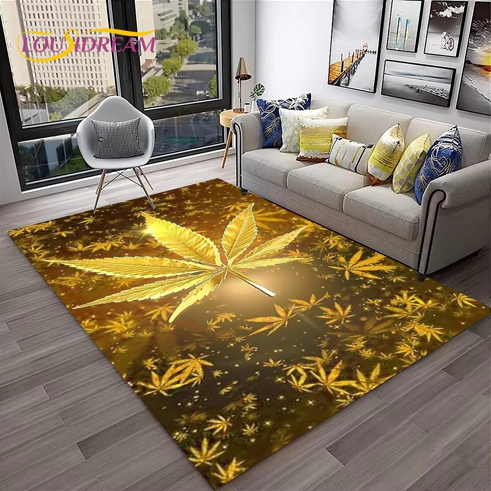 Weed Plants Maple Leaf Carpet Rug for Home Living Room Bedroom Sofa Playroom Doormat Kitchen Decor Area Rug Non-slip Floor Mat