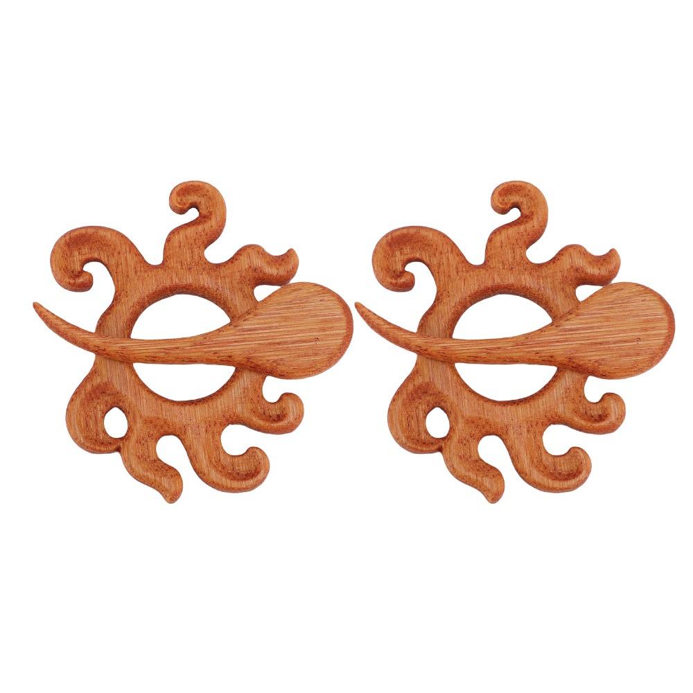 2pcs Multifunctional Wooden Brooch Pin Handmade Brown Animal Brooch Pin For Sweaters