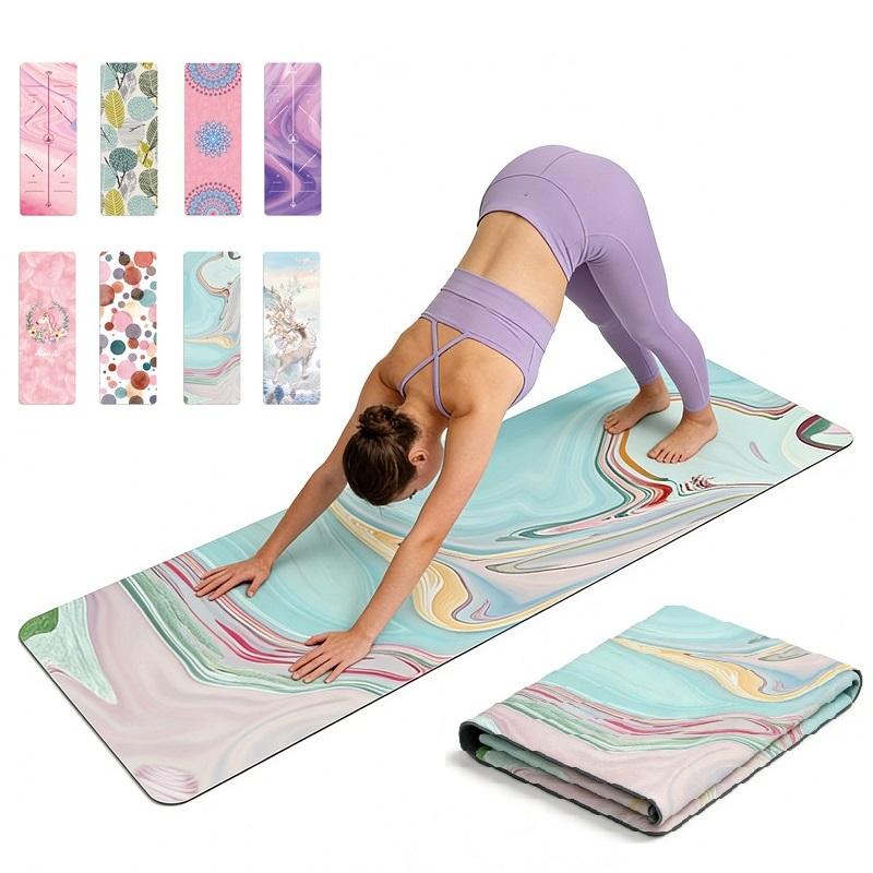 Suede Printed Yoga Mat Rubber Yoga Mat Foldable Anti Slip Wear-resistant Fitness mat Ultra-thin Folding Cushion 68/80cm*1.5mm