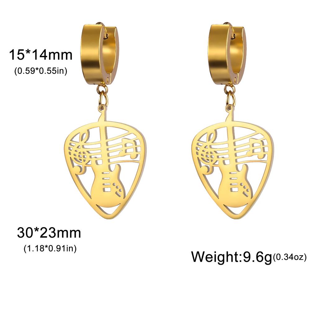 Teamer Vintage Musical Instrument Guitar Note Hoop Earrings Stainless Steel Music Party Rock Punk Pendant Jewelry for Women Girl