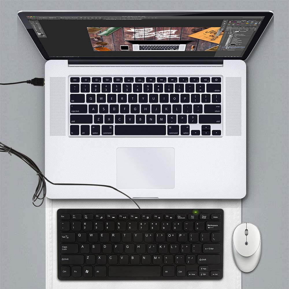Compact USB Wired Keyboard, Pantograph Membrane, English Layout, 78 Keys, Mini Keyboard, Slim Design, 1.5m Cord, Compatible with PCs, Laptops, and