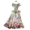 Sexy Chiffon Printed High-end Three-dimensional Ruffled Waist-cinching Slimming Dress for Women