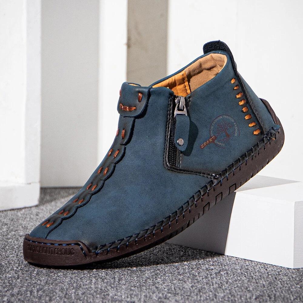 Genuine Leather Men Boots Fashion Zipper Shoes Leather Men Ankle Boots