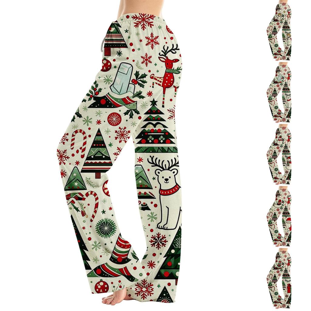 Women's Loose Fit Christmas Print Pajama Pants for Sleep and Casual Home Wear