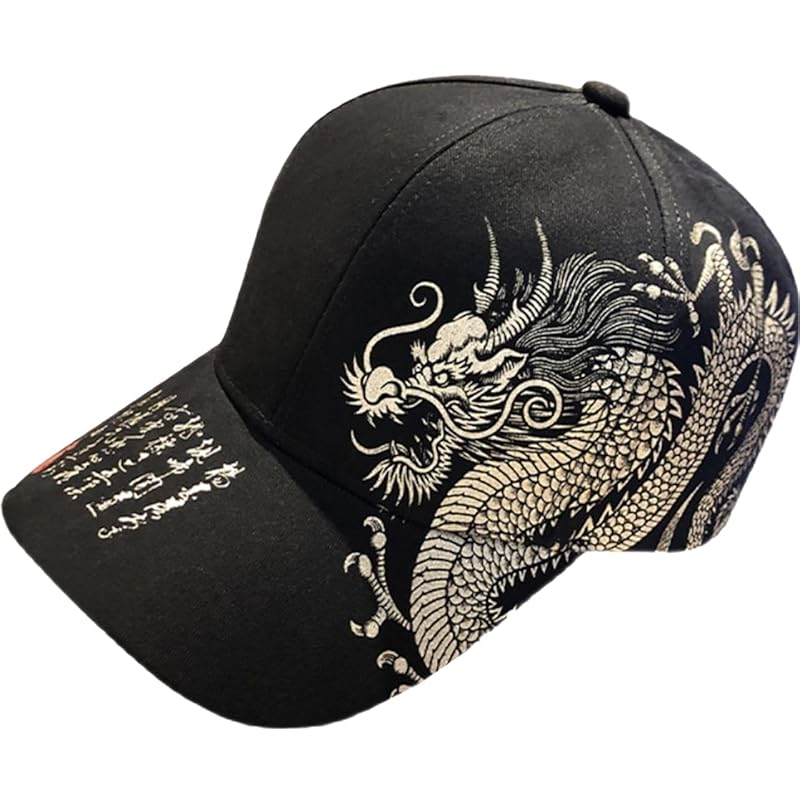 

[White Fang] hat cap dragon dragon cool outdoor casual fashion men s CZ278 (black)